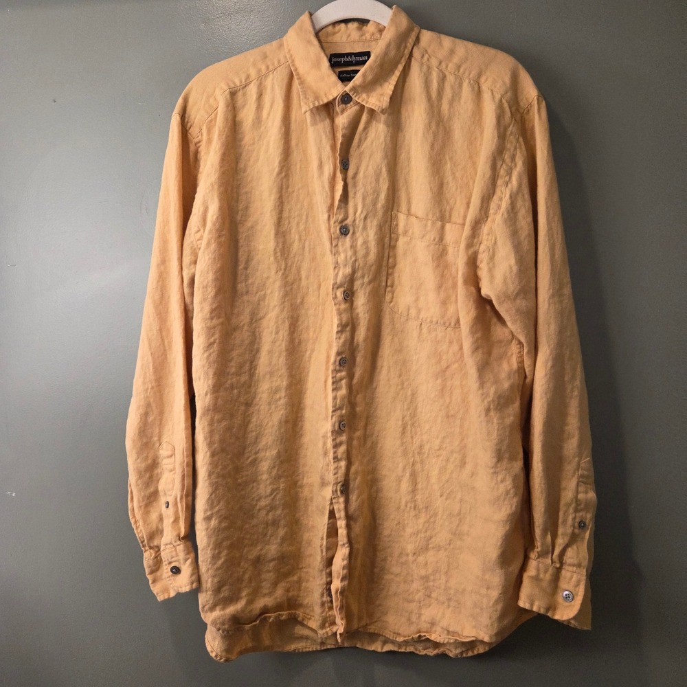 Joseph & Lyman Women's 100% Italian Linen Button Up Shirt Orange Size L